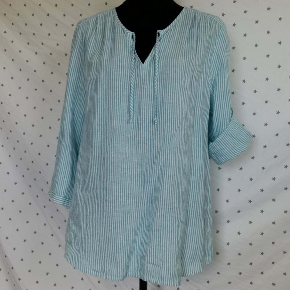 J.Jill 100% Linen stripped Blouse